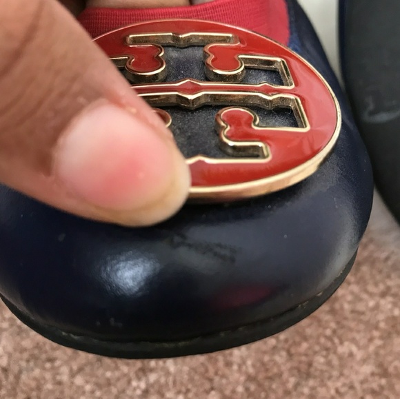 Tory Burch Woman Flat Shoes Navy Blue Red Sz: 9 - Picture 7 of 8